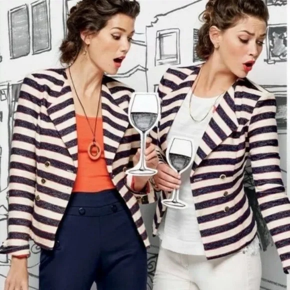 CAbi Navy and White Striped Blazer NWT - Picture 4 of 11
